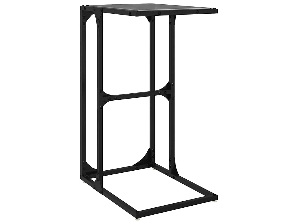 Bijzettafel met zwart glazen blad 40x30x61,5 cm staal