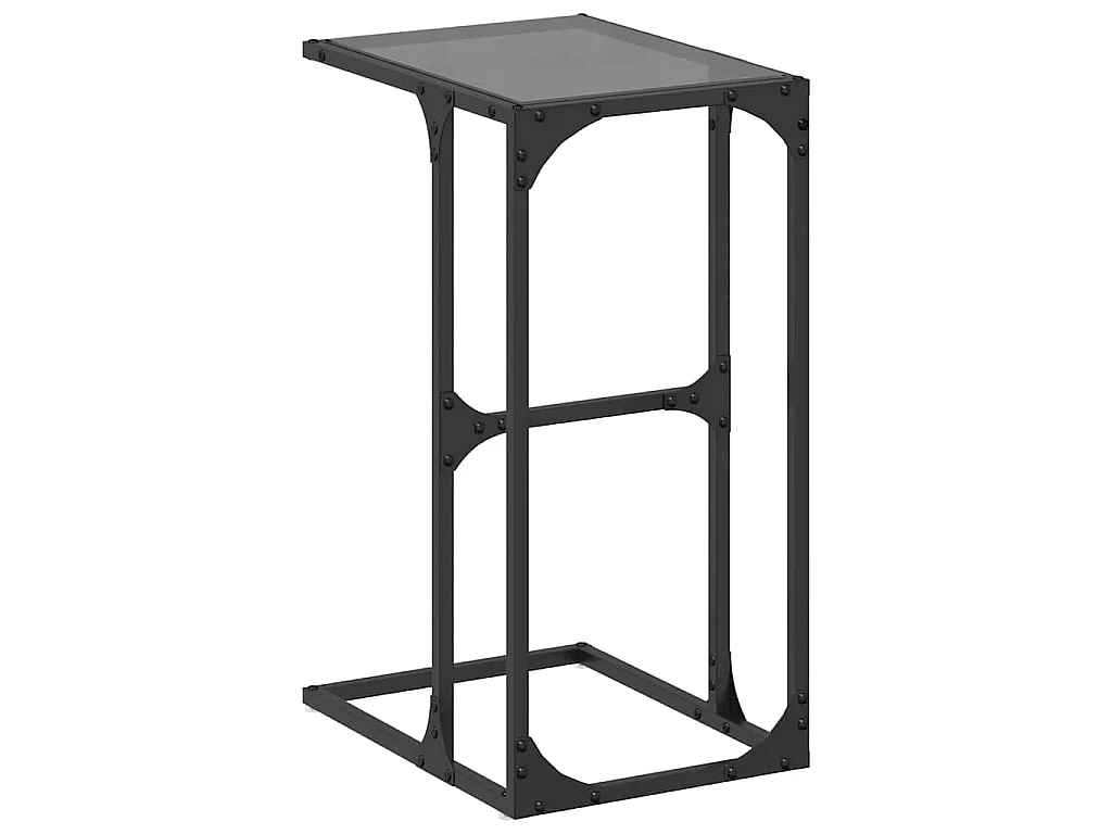 Table d'appoint avec verre noir 40x30x61,5 cm acier