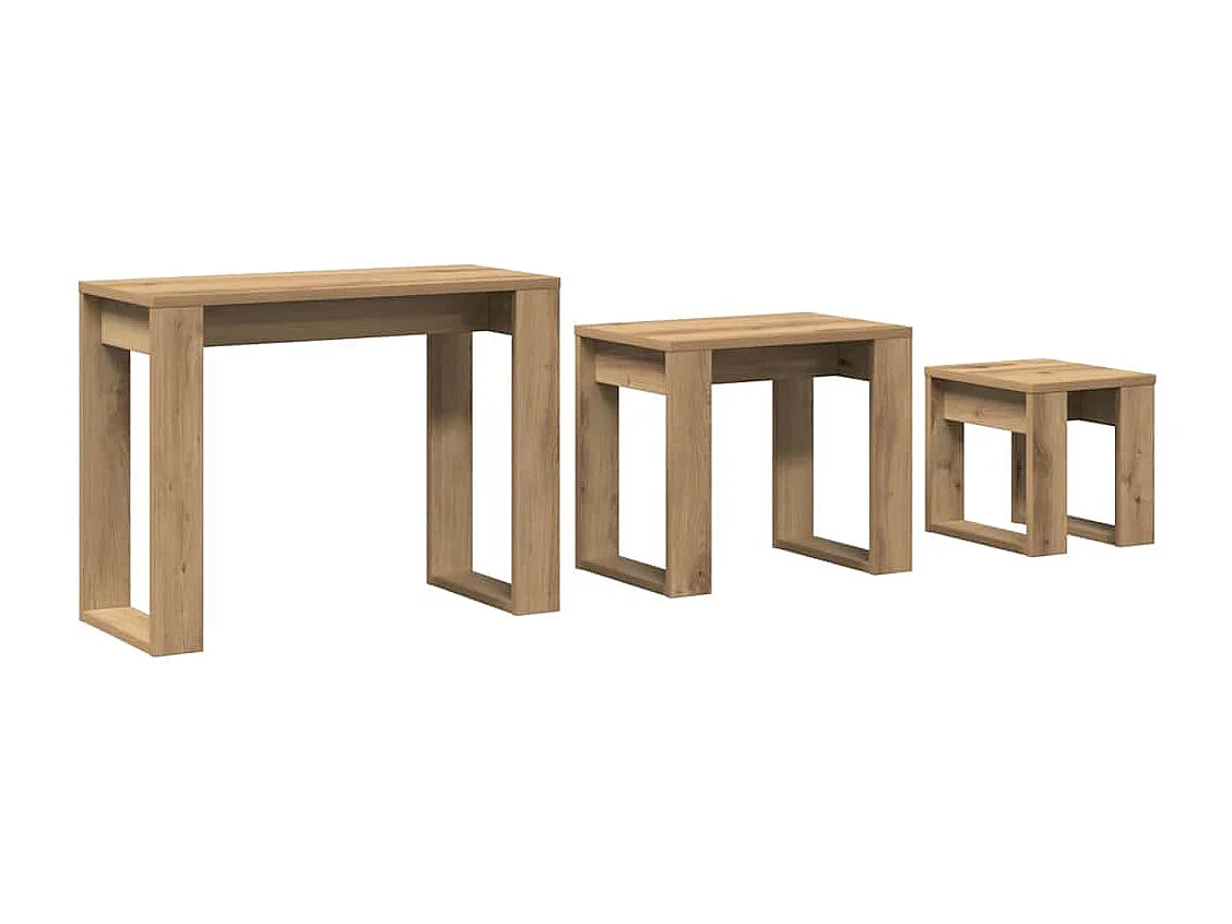 Tables gigognes 3 pcs chêne artisanal bois d'ingénierie