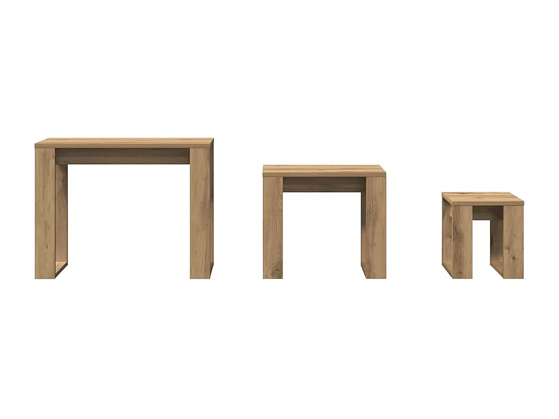 Tables gigognes 3 pcs chêne artisanal bois d'ingénierie