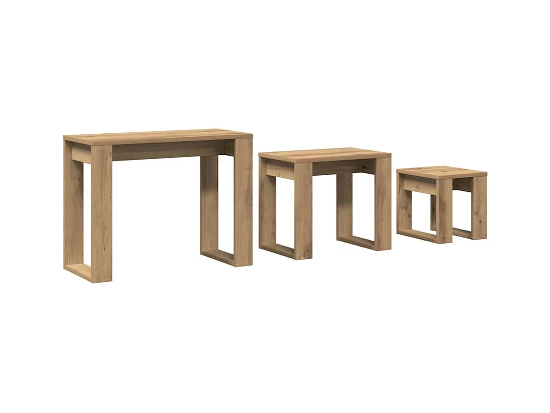 Tables gigognes 3 pcs chêne artisanal bois d'ingénierie
