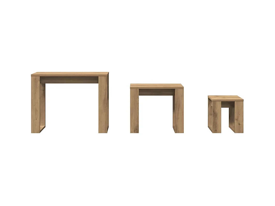Tables gigognes 3 pcs chêne artisanal bois d'ingénierie