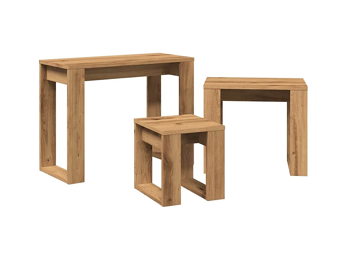 Tables gigognes 3 pcs chêne artisanal bois d'ingénierie