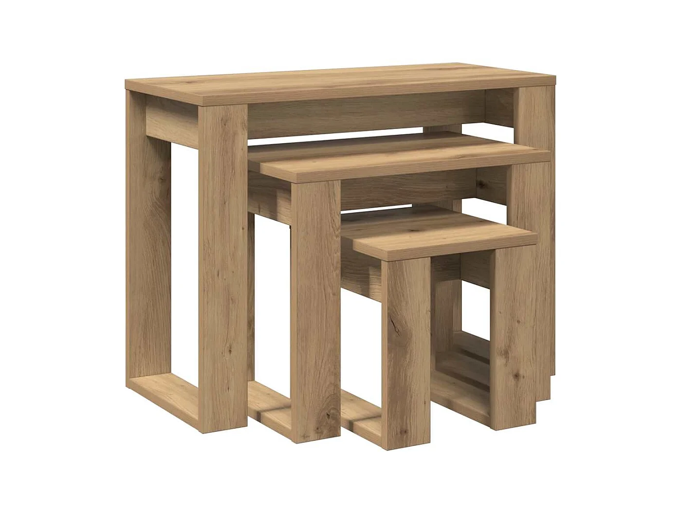 Tables gigognes 3 pcs chêne artisanal bois d'ingénierie