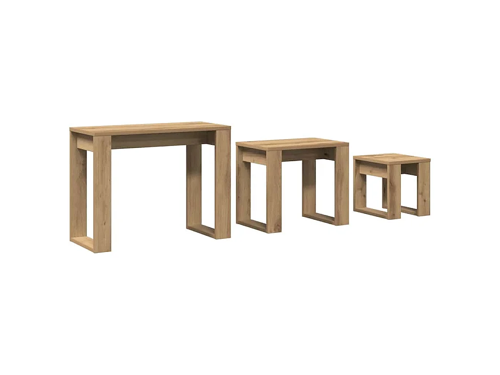 Tables gigognes 3 pcs chêne artisanal bois d'ingénierie
