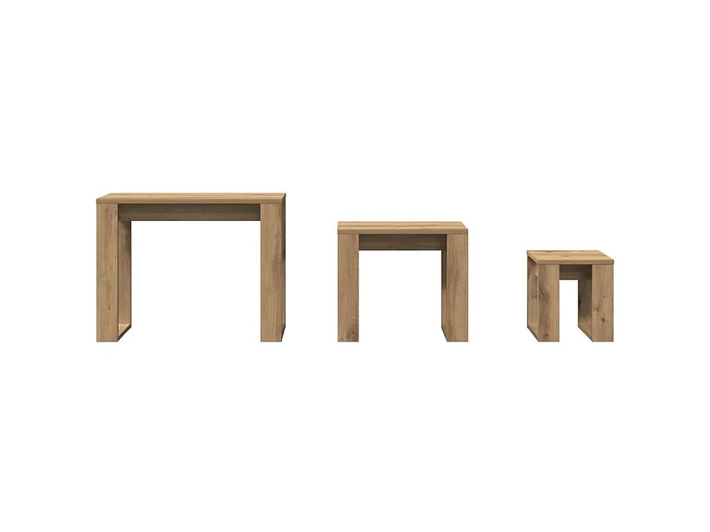 Tables gigognes 3 pcs chêne artisanal bois d'ingénierie