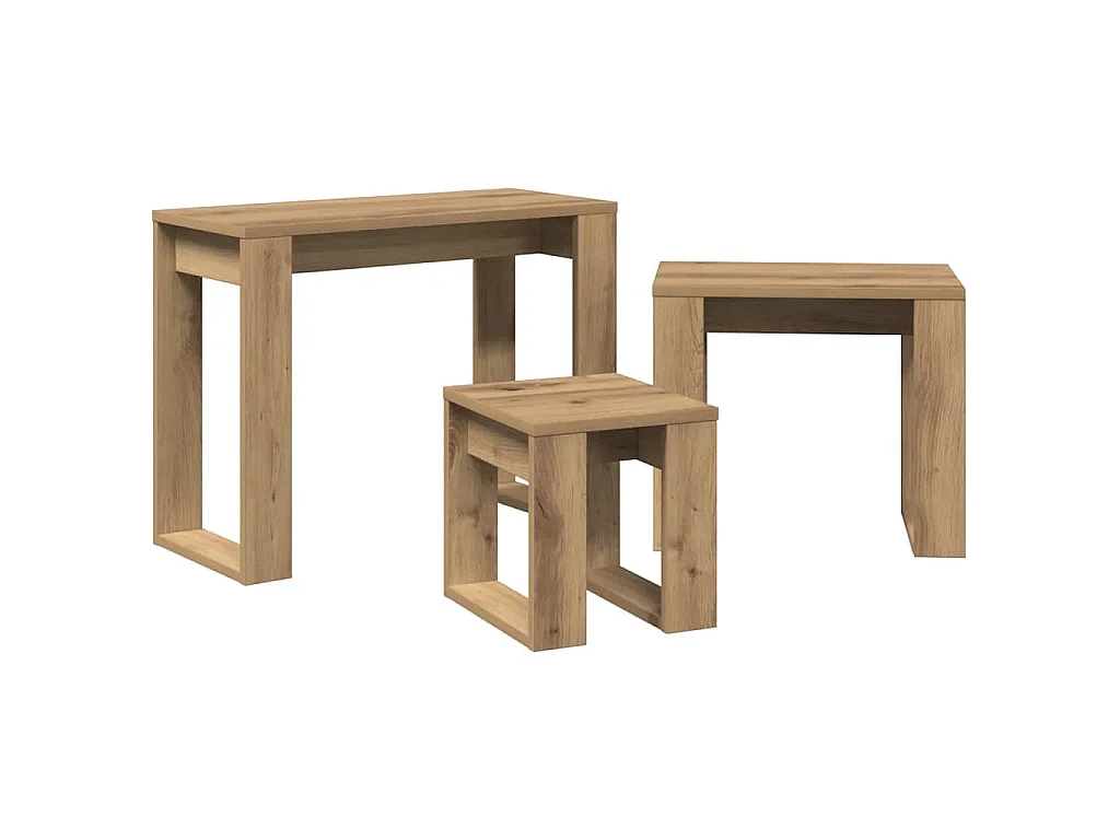 Tables gigognes 3 pcs chêne artisanal bois d'ingénierie