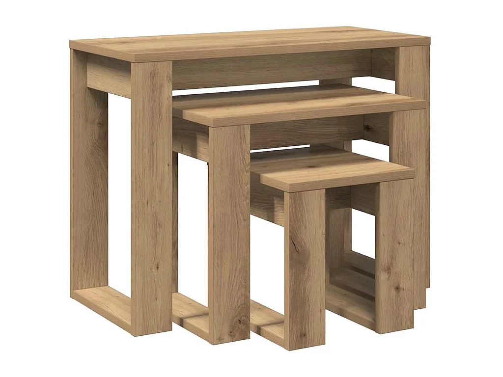 Tables gigognes 3 pcs chêne artisanal bois d'ingénierie