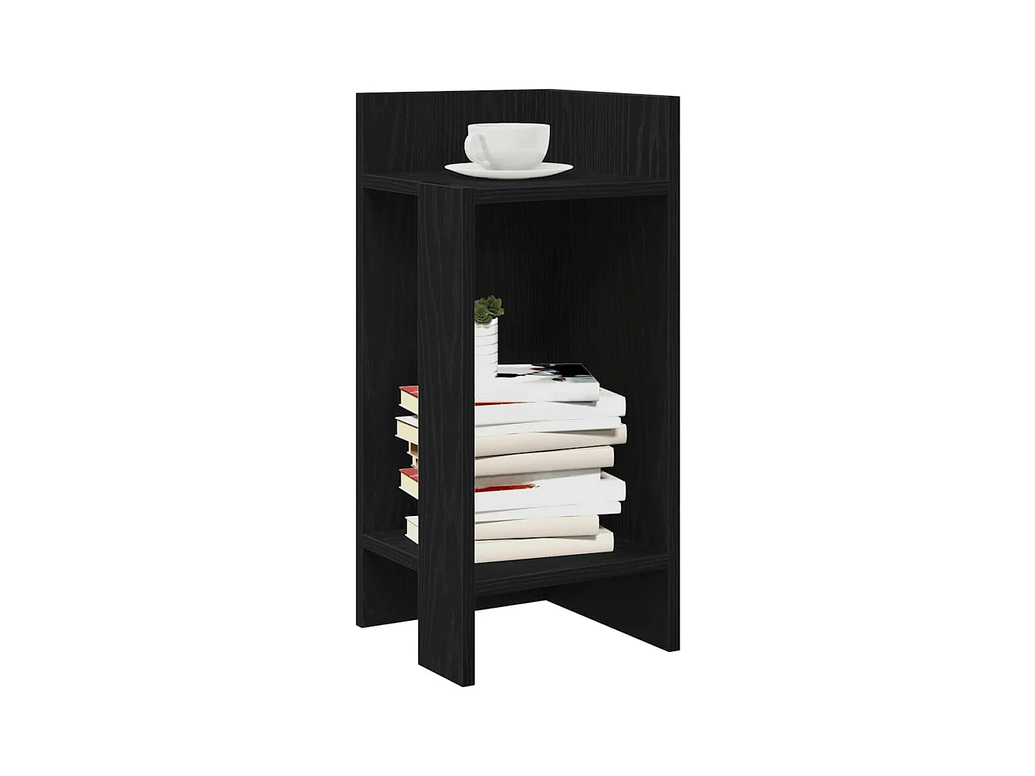 Tables d'appoint 2 pcs avec étagère noir 25,5x27x60 cm