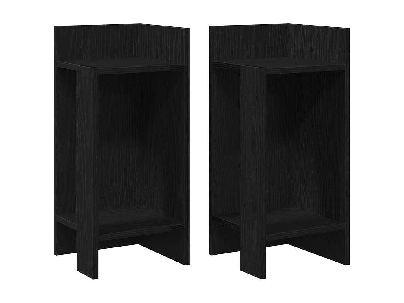 Tables d'appoint 2 pcs avec étagère noir 25,5x27x60 cm