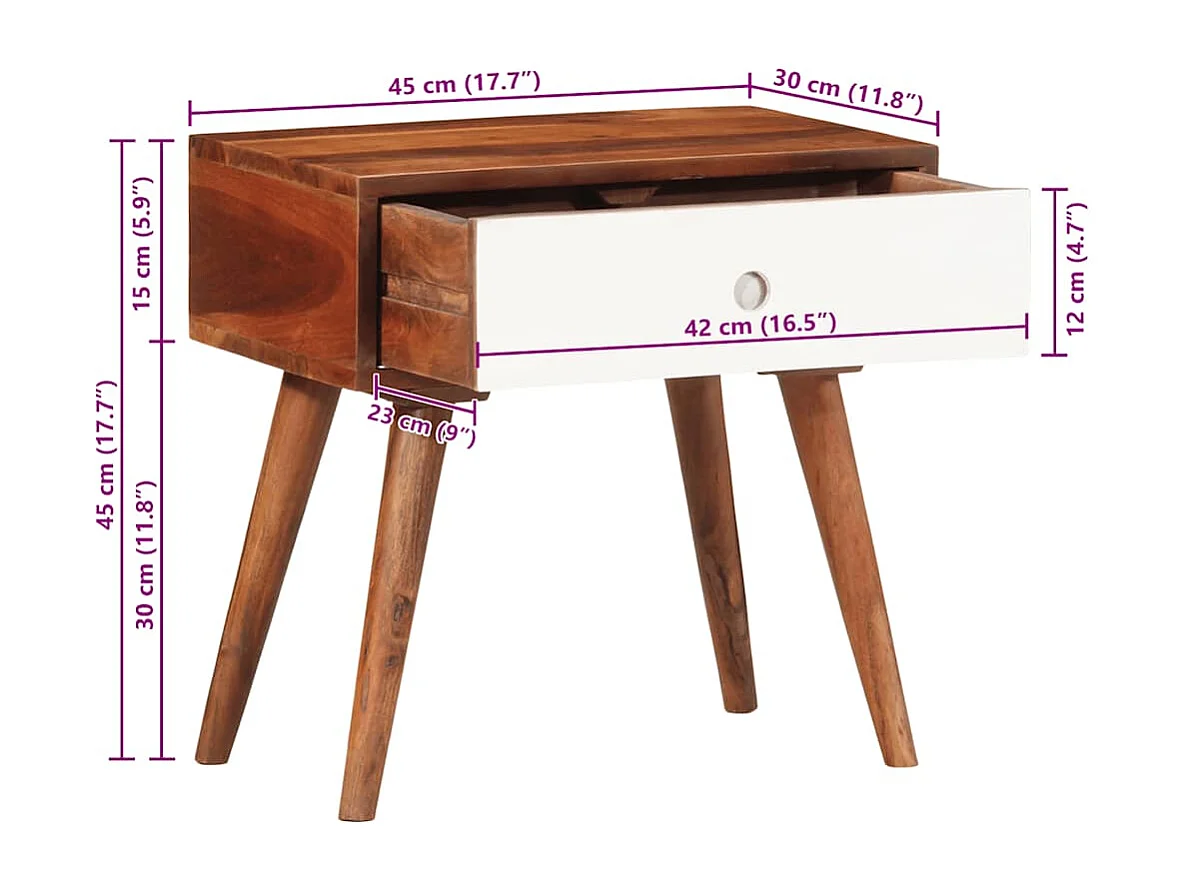 Table d'appoint 45x30x45 cm bois massif d'acacia