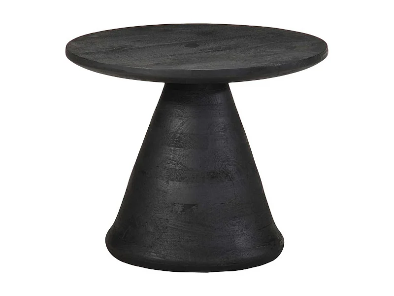 Beistelltisch Schwarz Ø50x40 cm Massivholz Mango