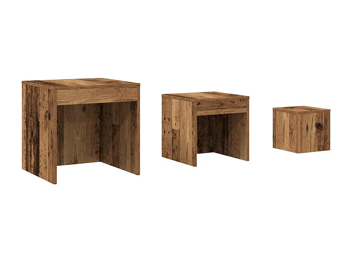 Tables gigognes 3 pcs vieux bois bois d'ingénierie