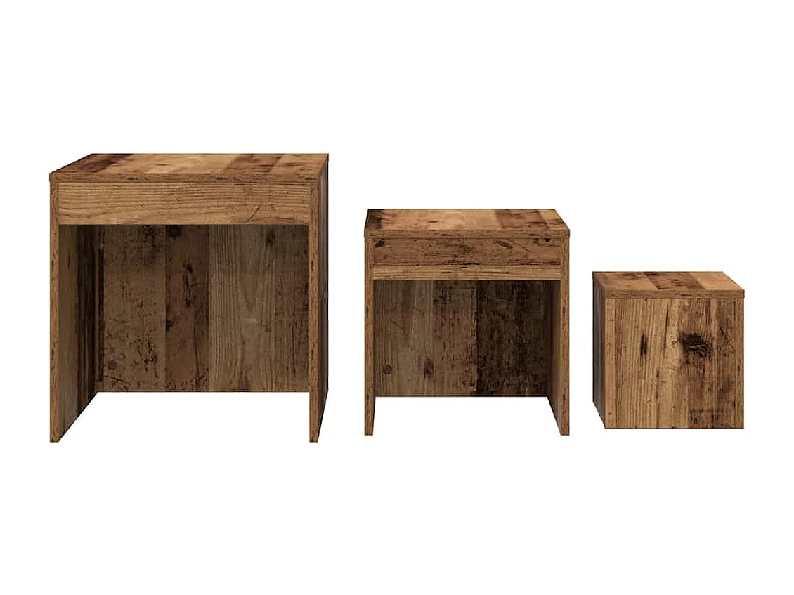 Tables gigognes 3 pcs vieux bois bois d'ingénierie