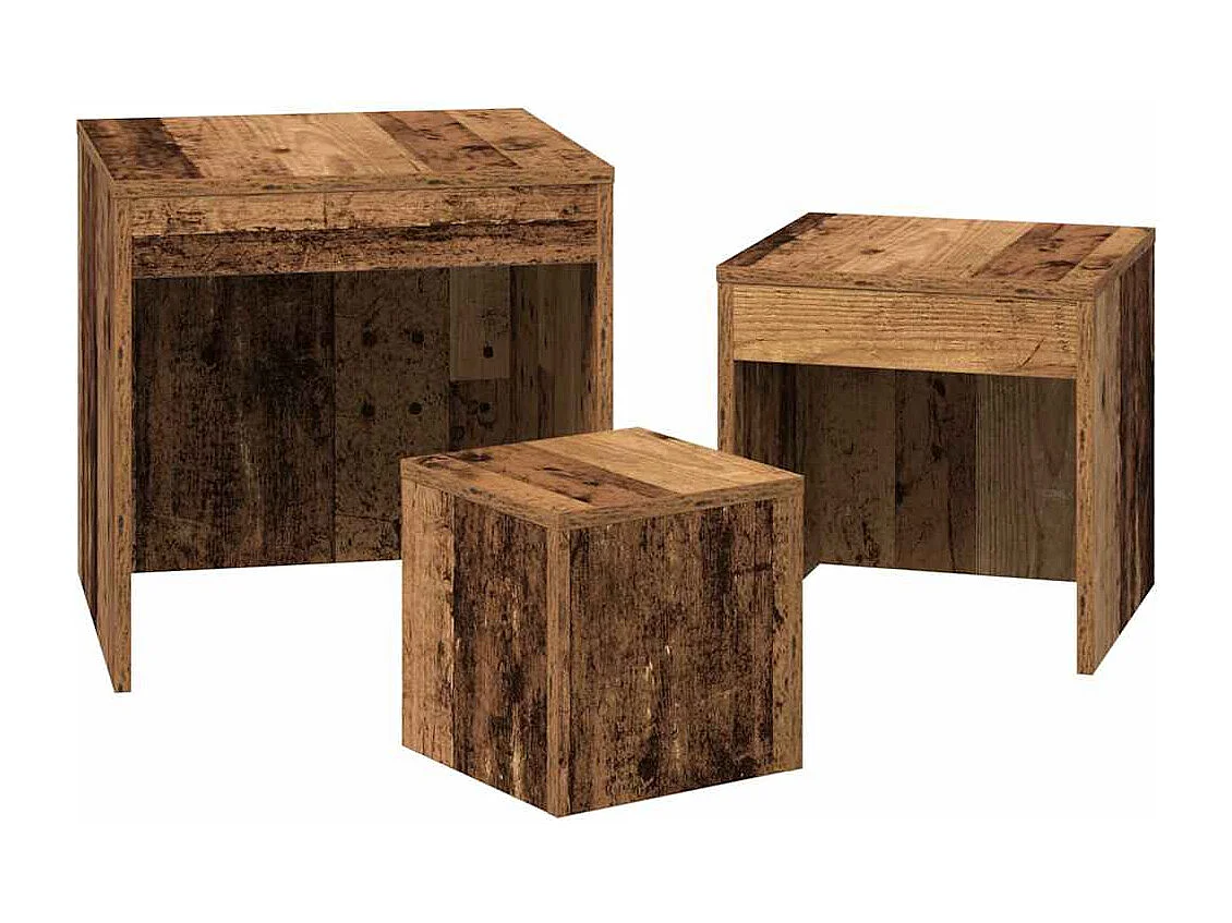 Tables gigognes 3 pcs vieux bois bois d'ingénierie