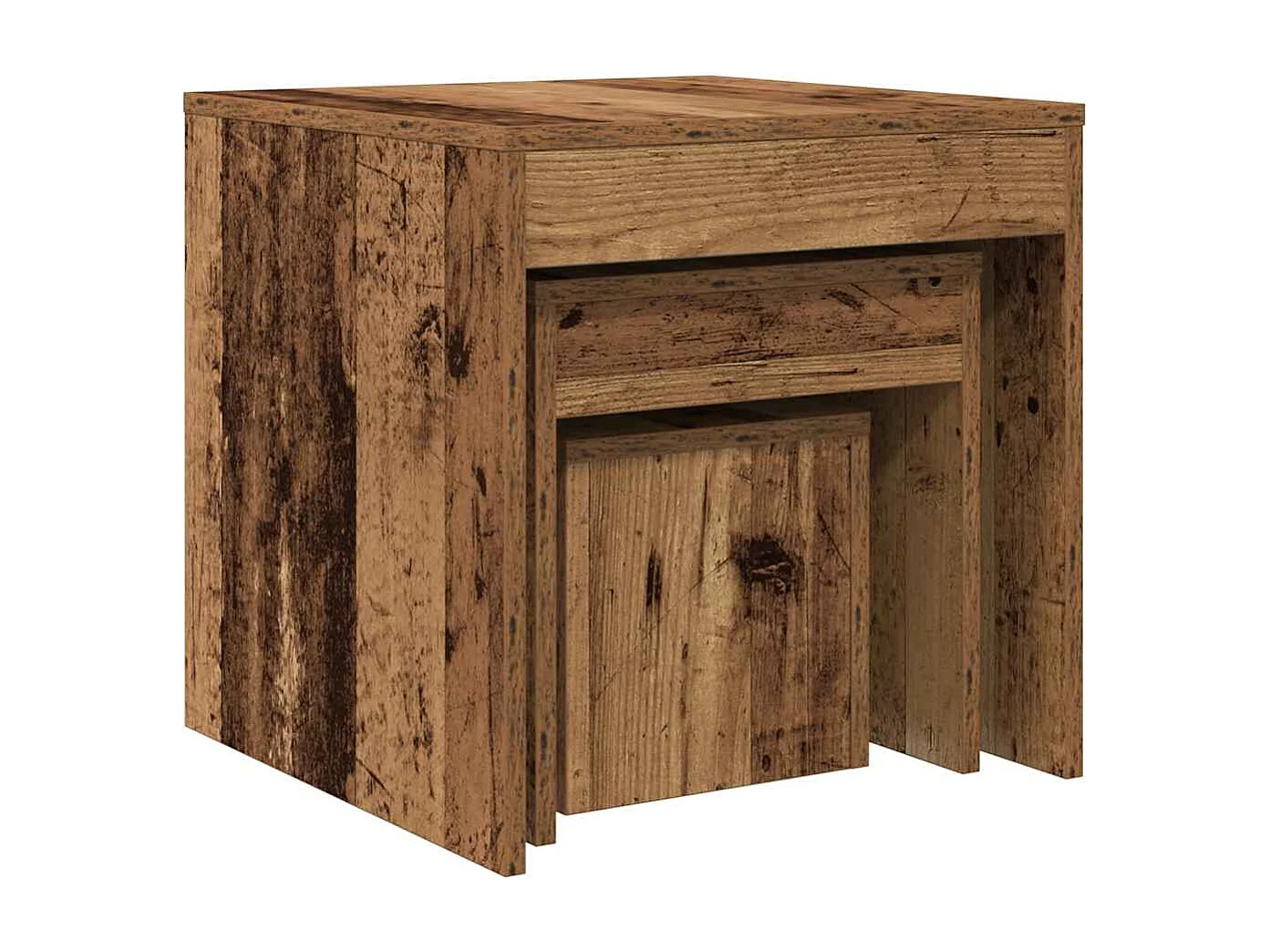 Tables gigognes 3 pcs vieux bois bois d'ingénierie