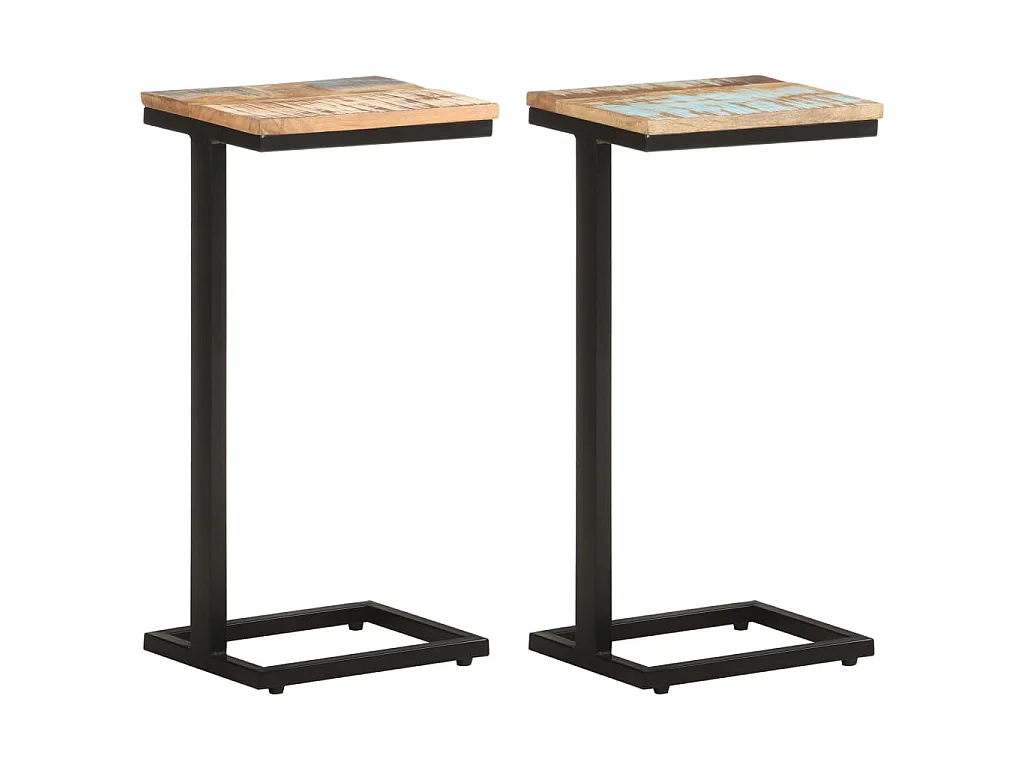 Mesas de apoio 2 pcs 31,5x24,5x64,5cm madeira recuperada maciça