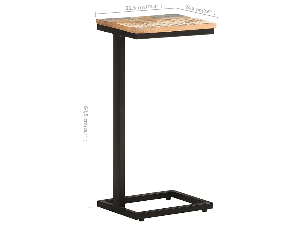 Mesas de apoio 2 pcs 31,5x24,5x64,5cm madeira recuperada maciça