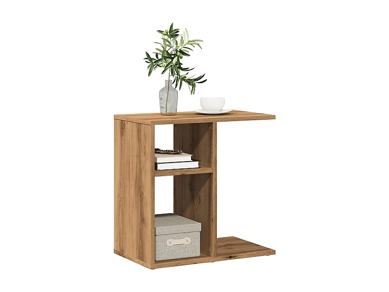 Table d'appoint chêne artisanal 50x30x50 cm bois d'ingénierie