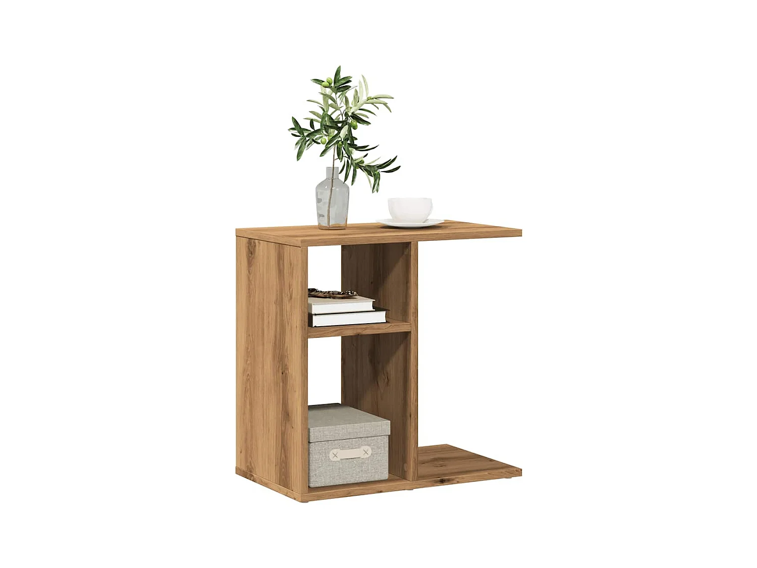 Table d'appoint chêne artisanal 50x30x50 cm bois d'ingénierie
