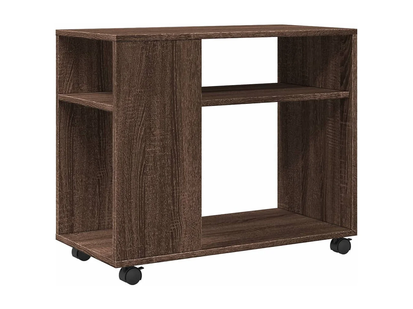 Bijzettafel met wieltjes 70x35x60 cm hout bruin eikenkleurig