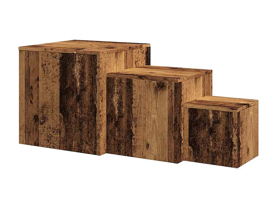 Tables d'appoint 3 pcs vieux bois bois d'ingénierie