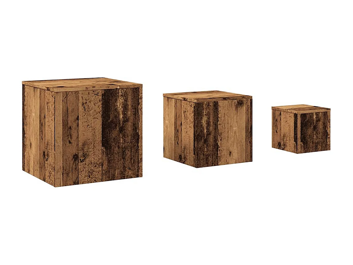 Tables d'appoint 3 pcs vieux bois bois d'ingénierie