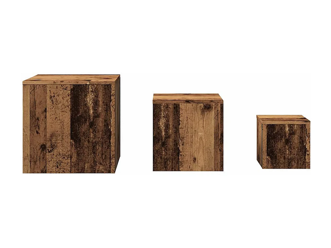 Tables d'appoint 3 pcs vieux bois bois d'ingénierie