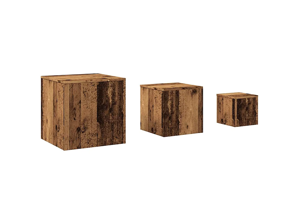 Tables d'appoint 3 pcs vieux bois bois d'ingénierie