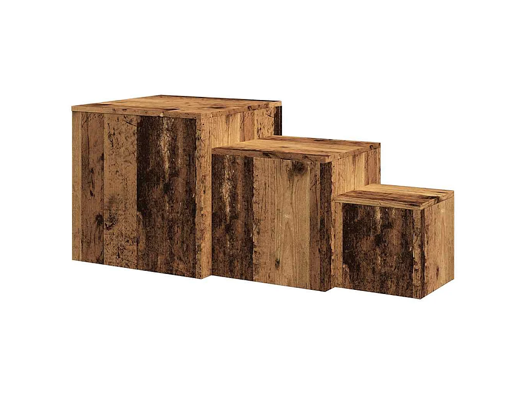 Tables d'appoint 3 pcs vieux bois bois d'ingénierie