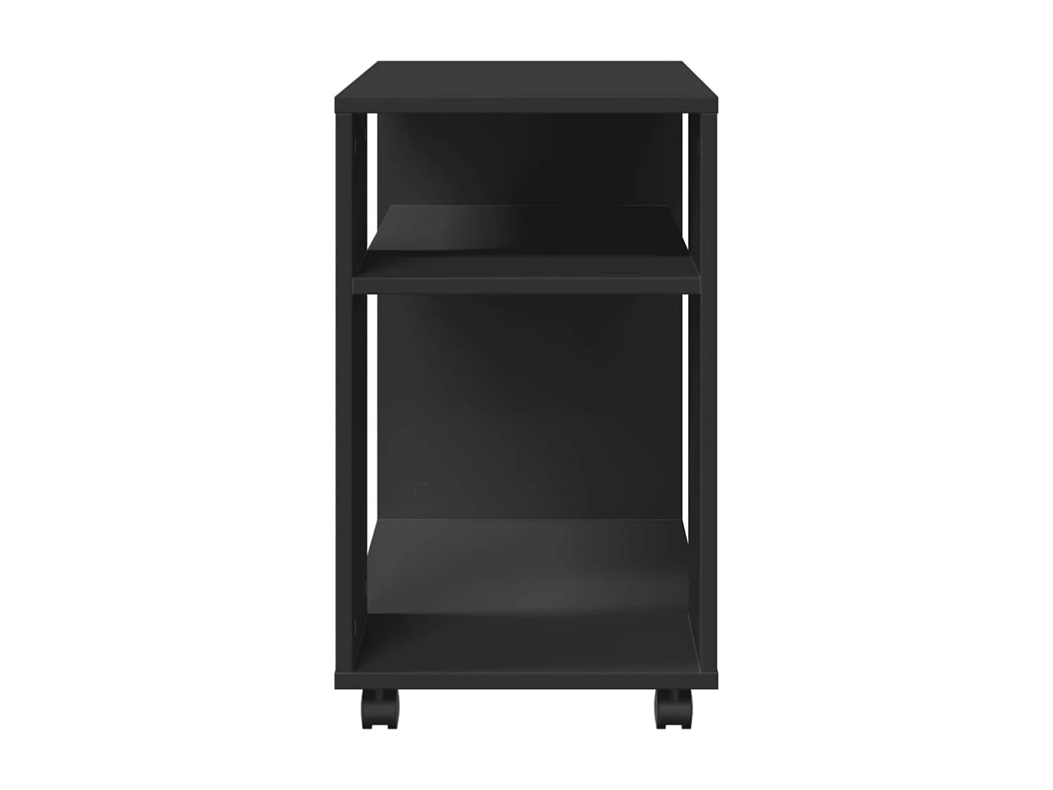 Table d'appoint avec roues noir 70x35x60 cm bois d'ingénierie