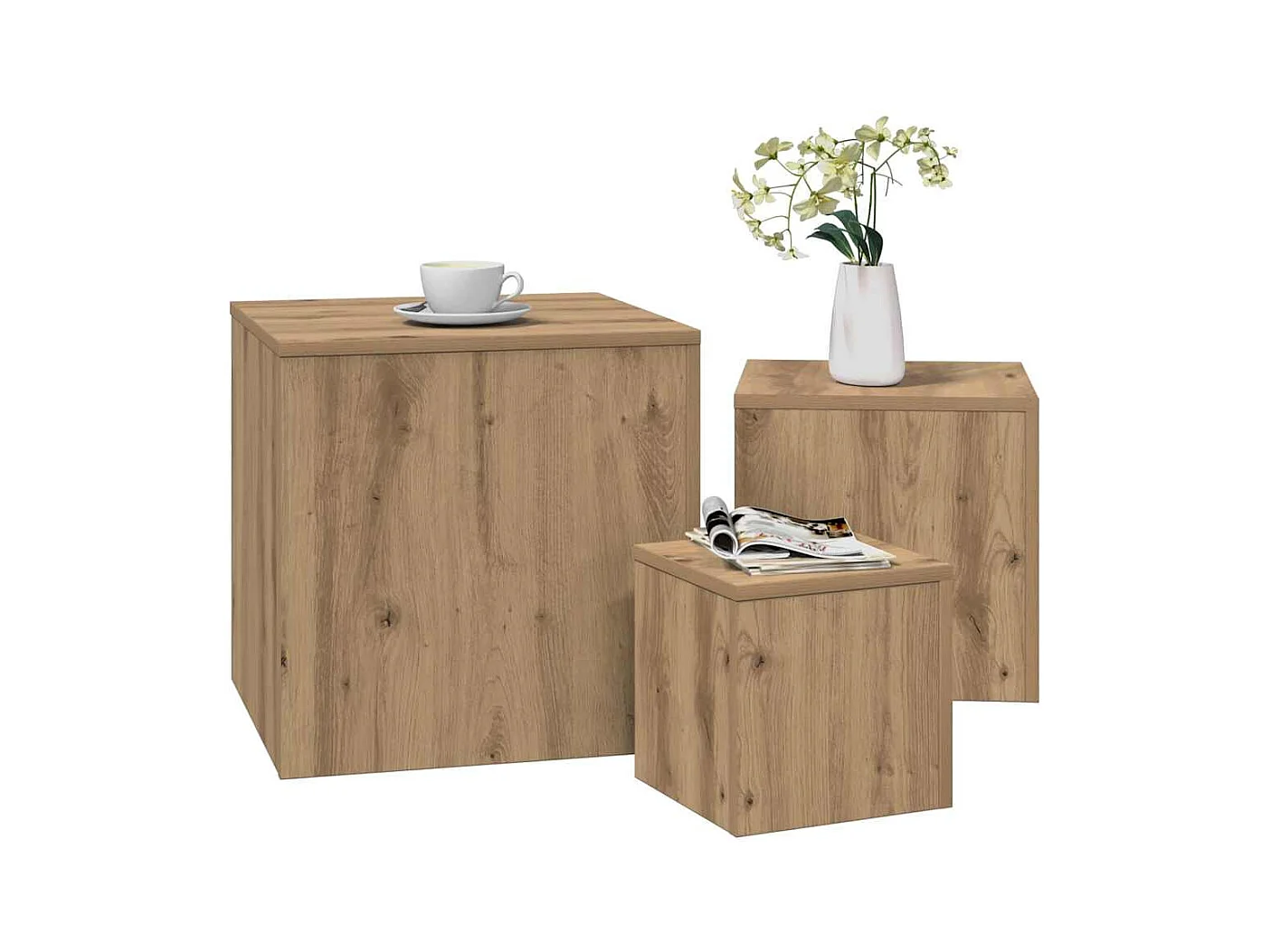 Beistelltische 3 Stk. Artisan-Eiche Holzwerkstoff