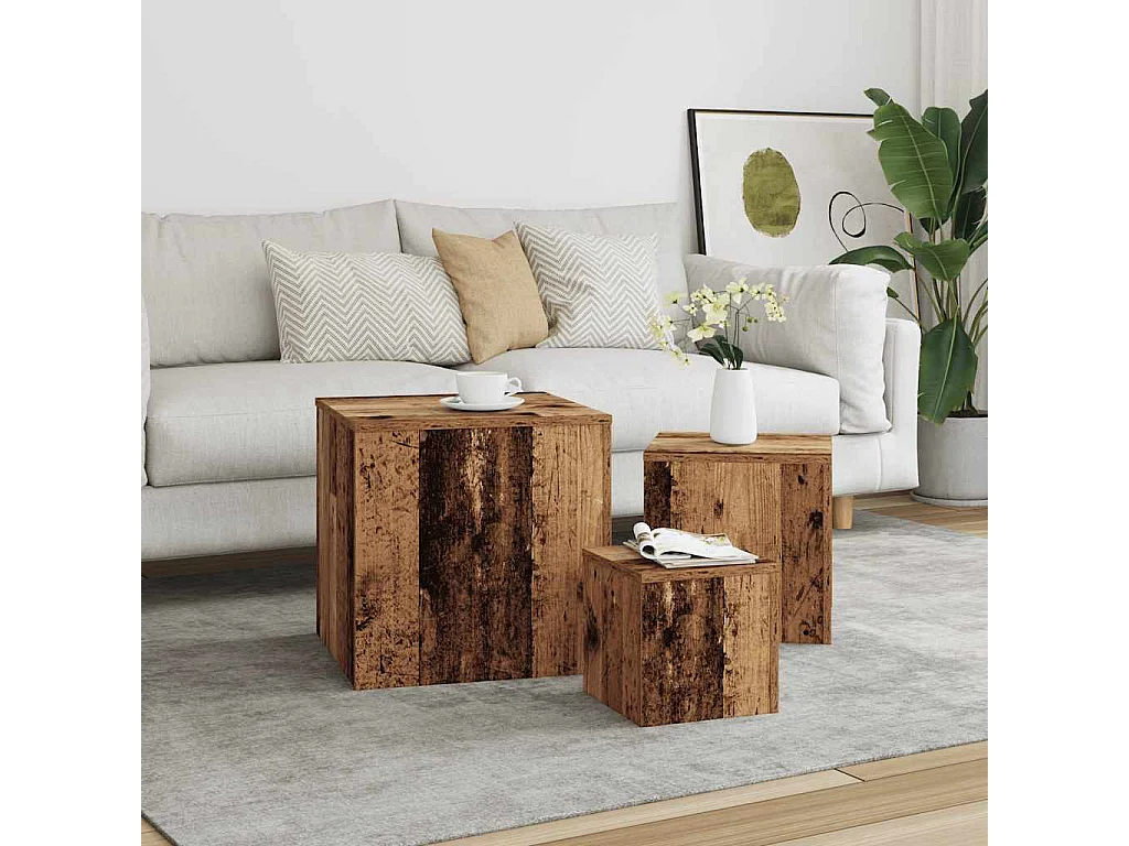 Beistelltische 3 Stk. Artisan-Eiche Holzwerkstoff