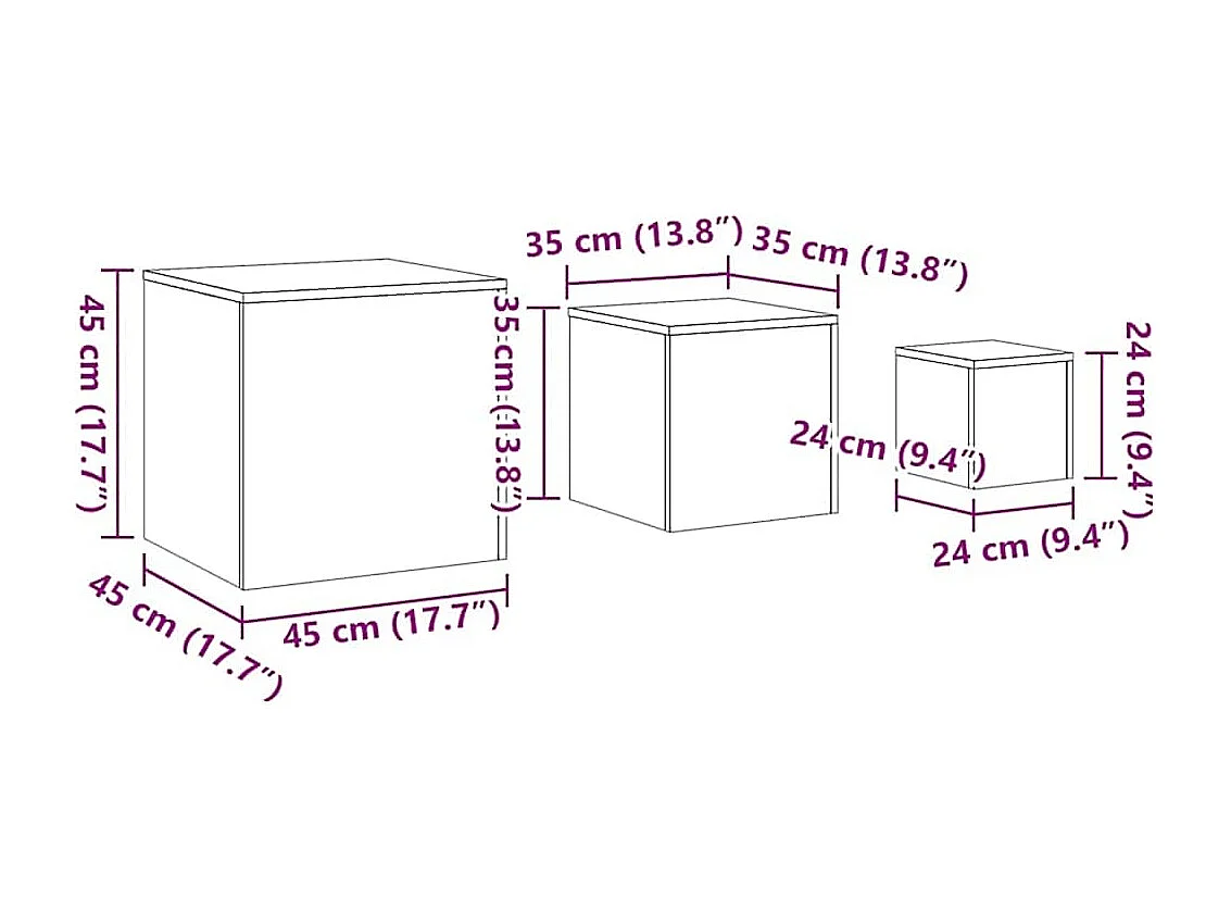 Beistelltische 3 Stk. Artisan-Eiche Holzwerkstoff