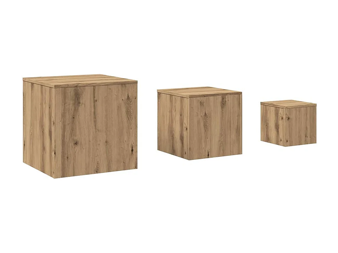 Tables d'appoint 3 pcs chêne artisanal bois d'ingénierie