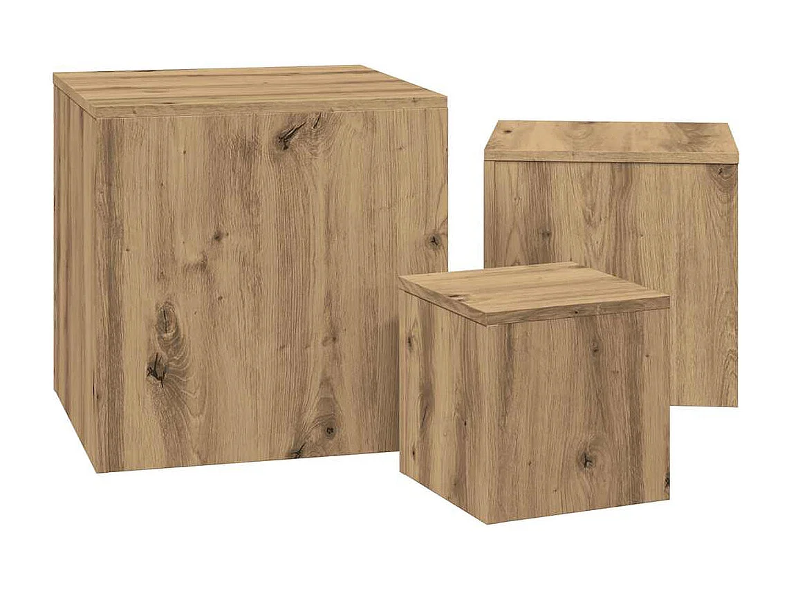 Tables d'appoint 3 pcs chêne artisanal bois d'ingénierie