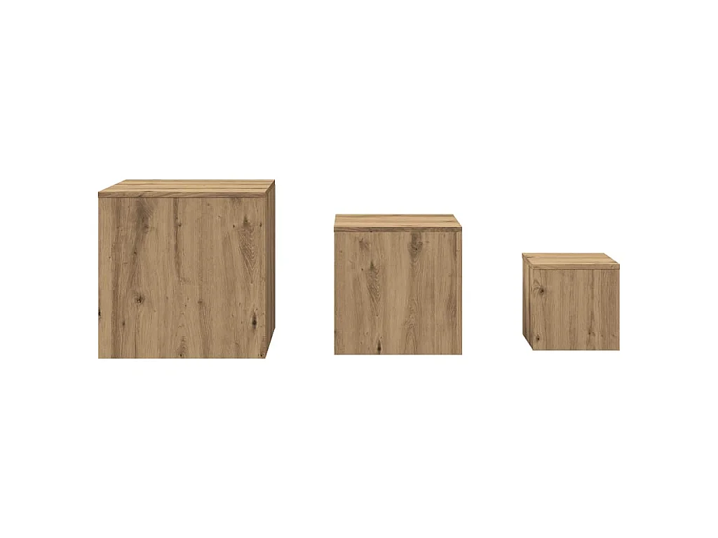 Tavolini 3 pz Rovere Artigianale in Legno Multistrato