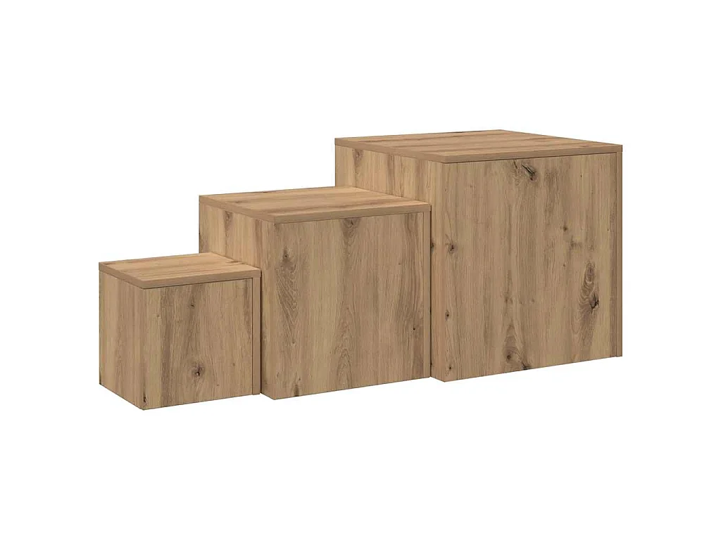 Tavolini 3 pz Rovere Artigianale in Legno Multistrato