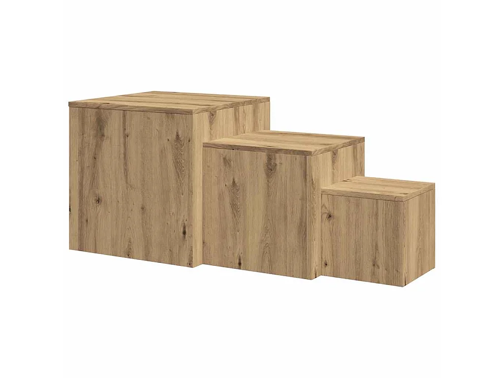 Tavolini 3 pz Rovere Artigianale in Legno Multistrato