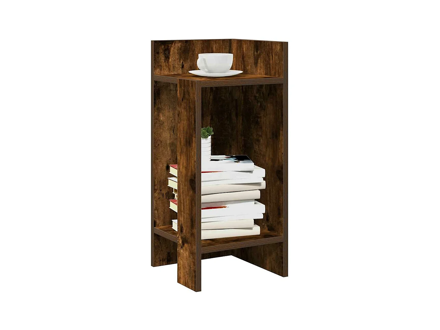 Tavolino Laterale con Ripiano Rovere Fumo 25,5x27x60 cm