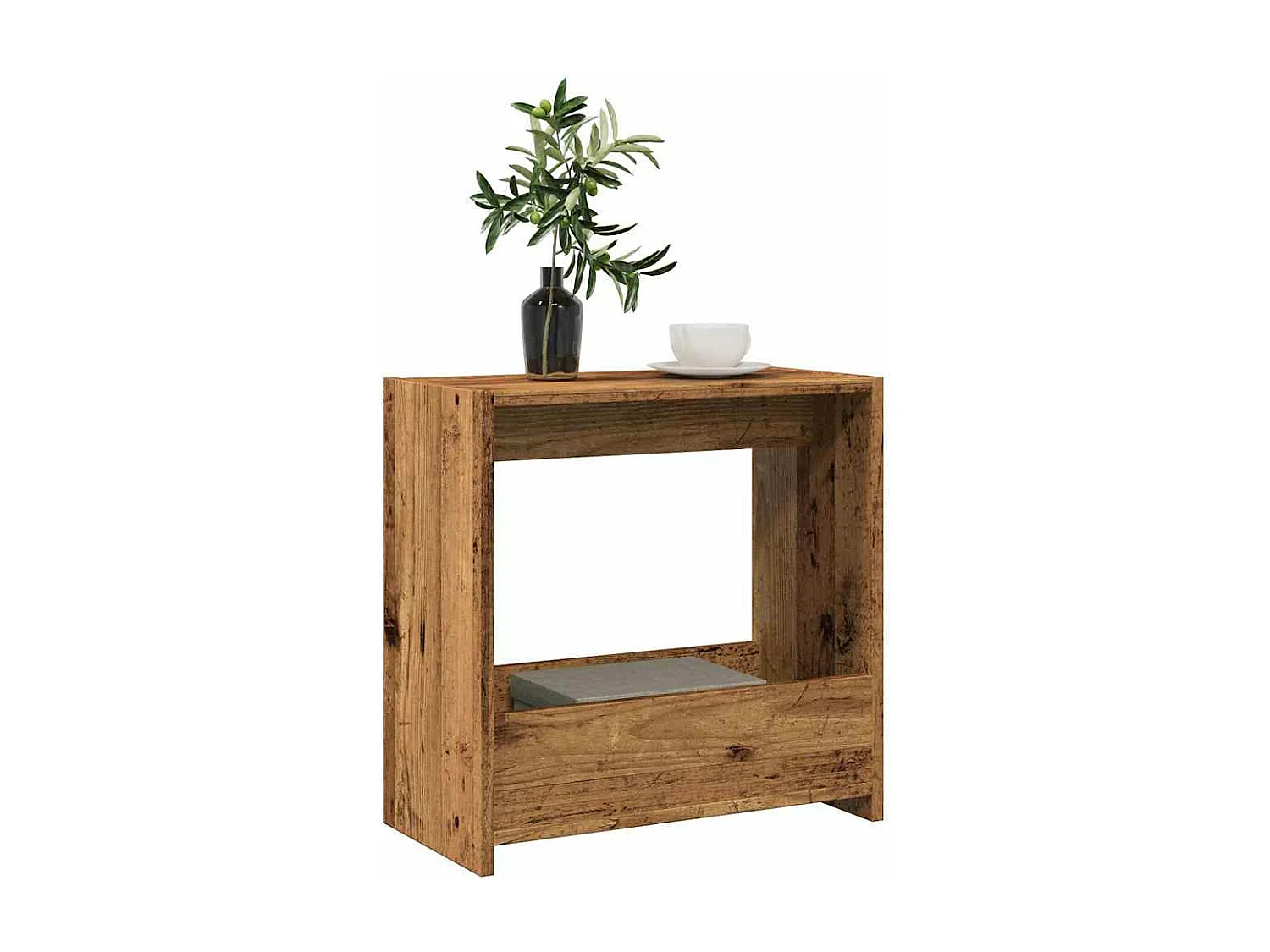 Table d'appoint vieux bois 50x26x50 cm bois d'ingénierie