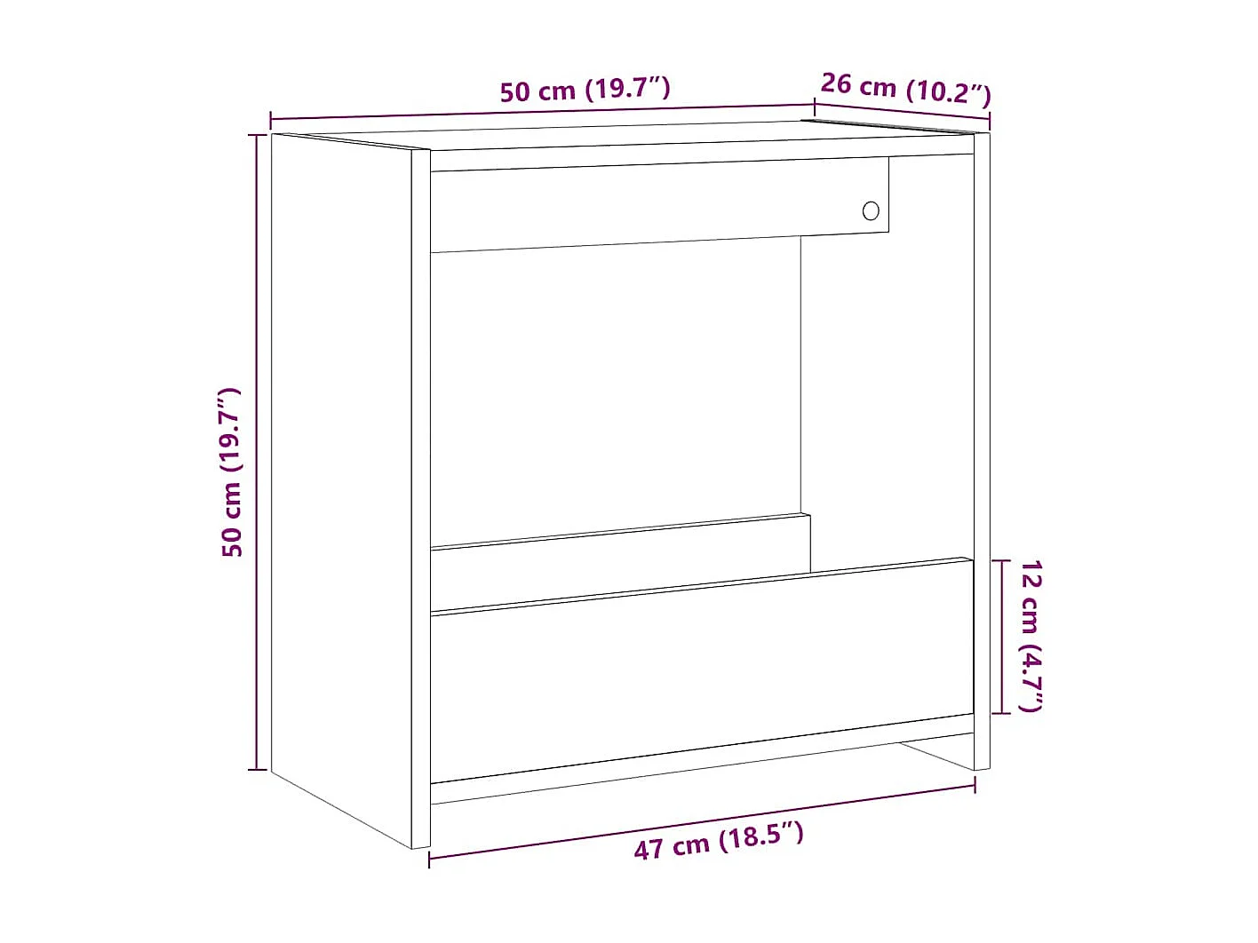 Table d'appoint vieux bois 50x26x50 cm bois d'ingénierie