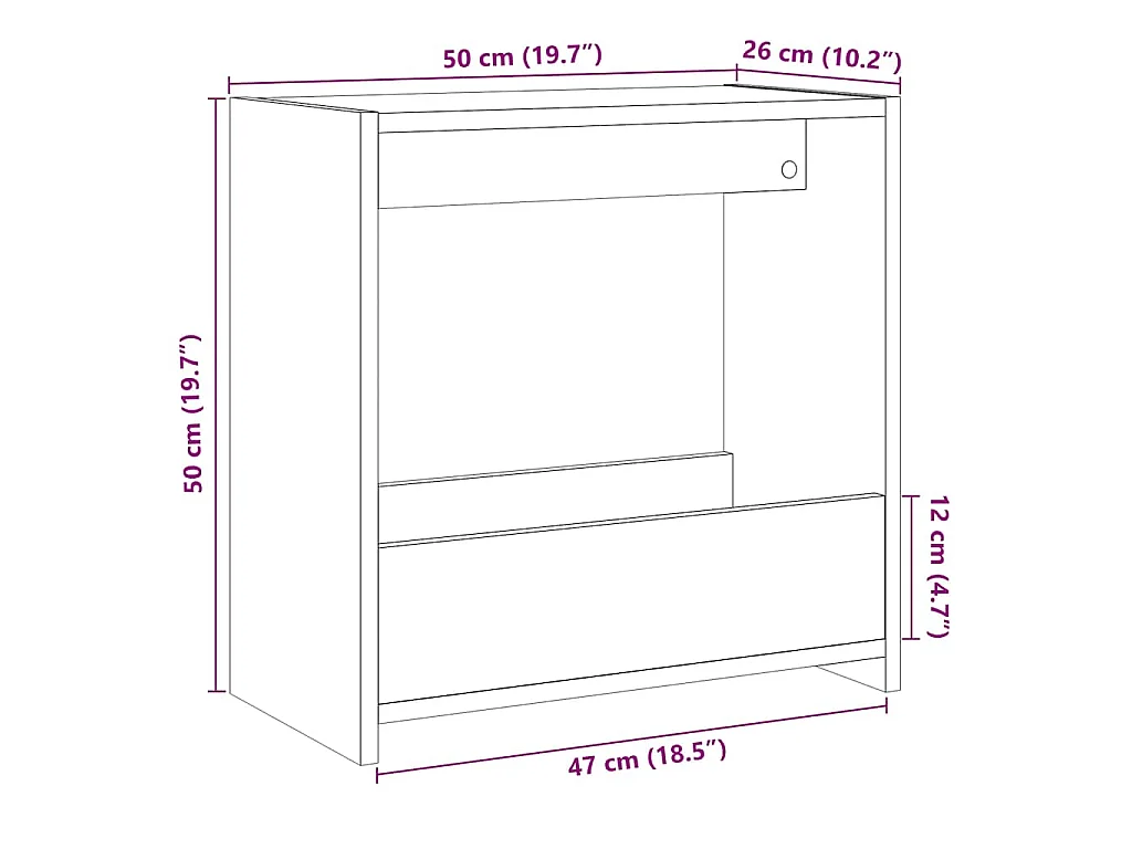 Tavolino Legno Vecchio 50x26x50 cm in Legno Multistrato