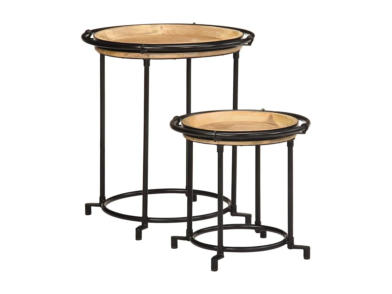 2-tlg. Beistelltisch-Set Massivholz Mango