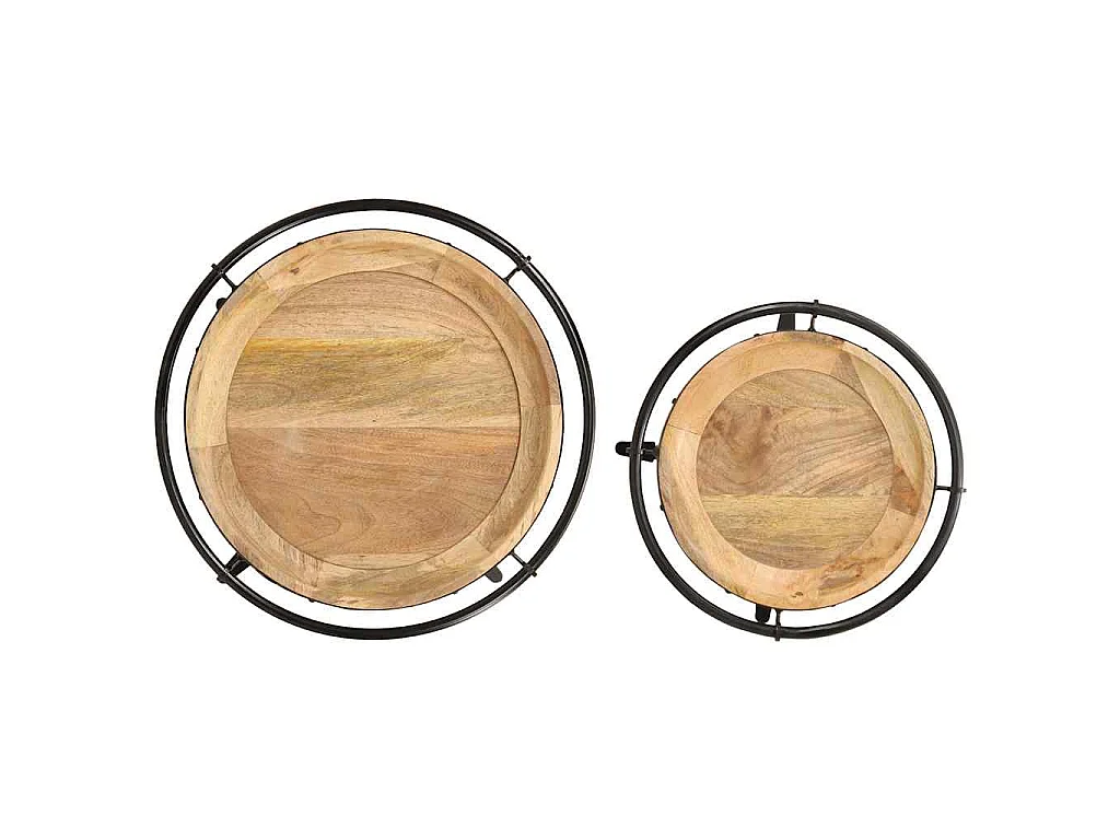 2-delige bijzettafelset massief hout mango