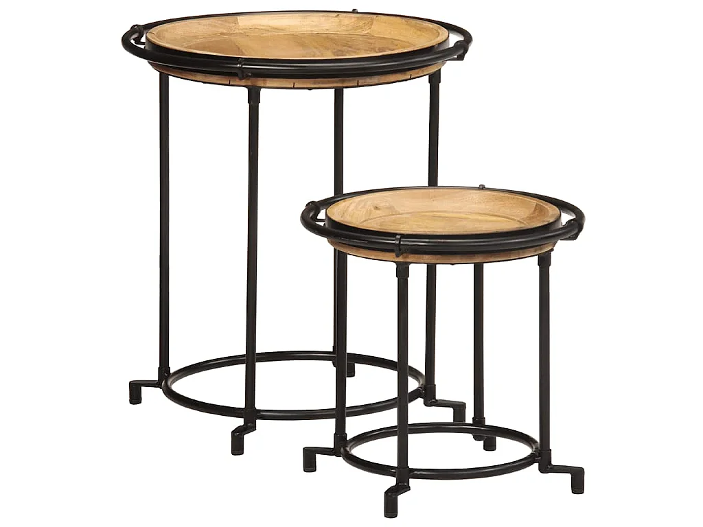 2-tlg. Beistelltisch-Set Massivholz Mango