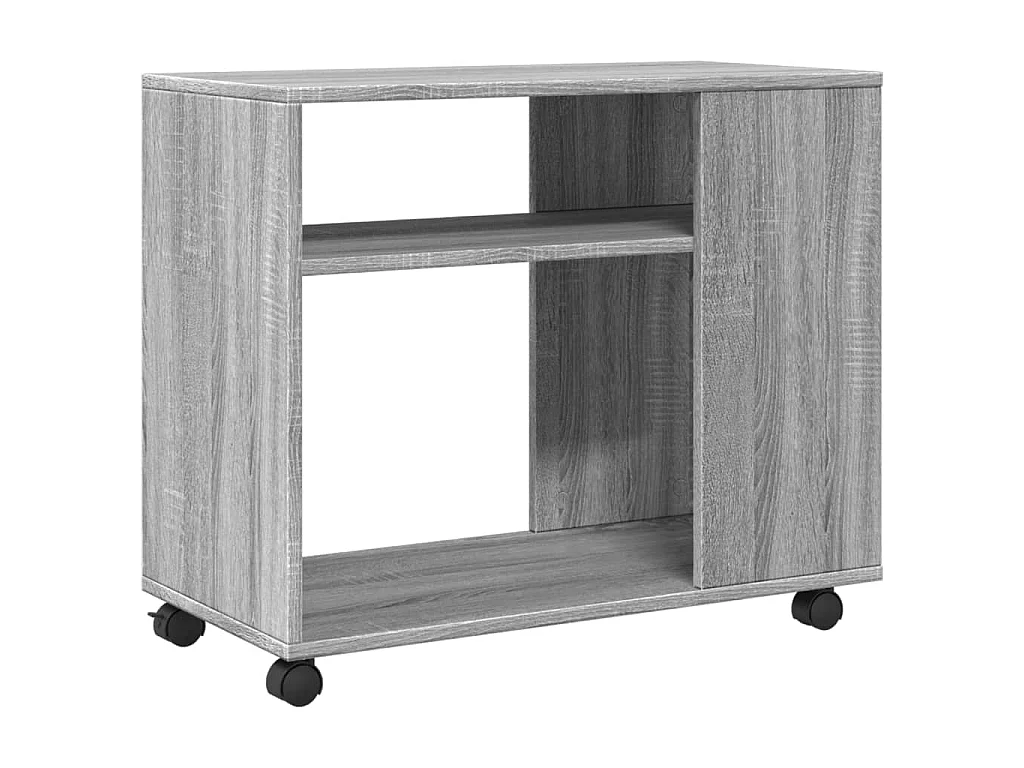 Bijzettafel met wieltjes 70x35x60 cm hout grijs sonoma eiken