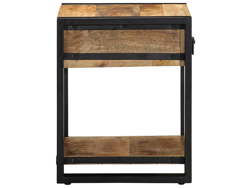 Tavolino 40x40x50 cm in Legno Grezzo Massello di Mango