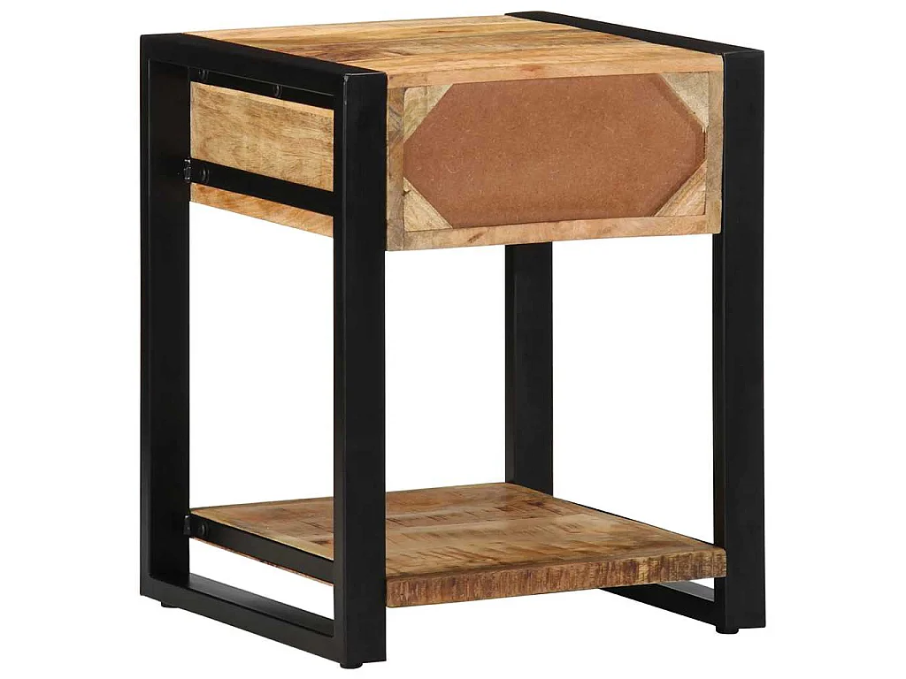Tavolino 40x40x50 cm in Legno Grezzo Massello di Mango