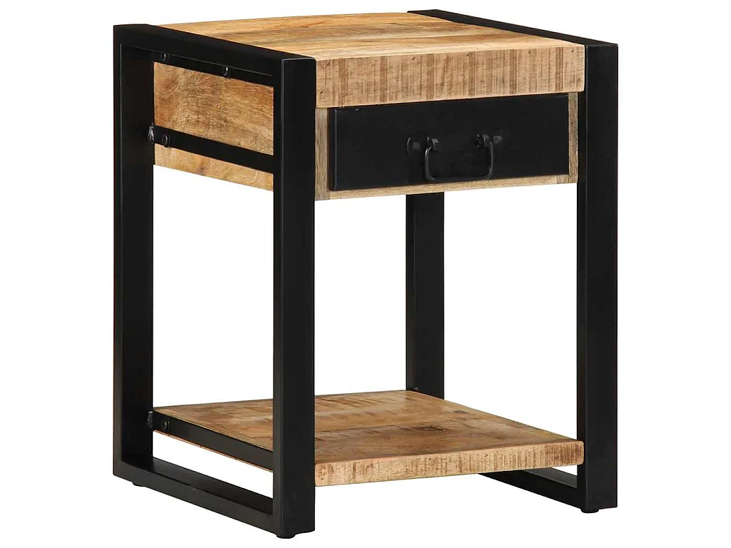 Tavolino 40x40x50 cm in Legno Grezzo Massello di Mango